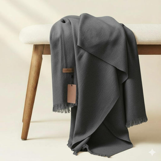 Allure Cashmere Wool Hijab - Charcoal - Cameo