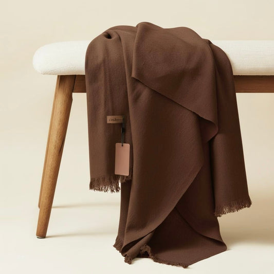 Allure Cashmere Wool Hijab - Chocolate - Cameo