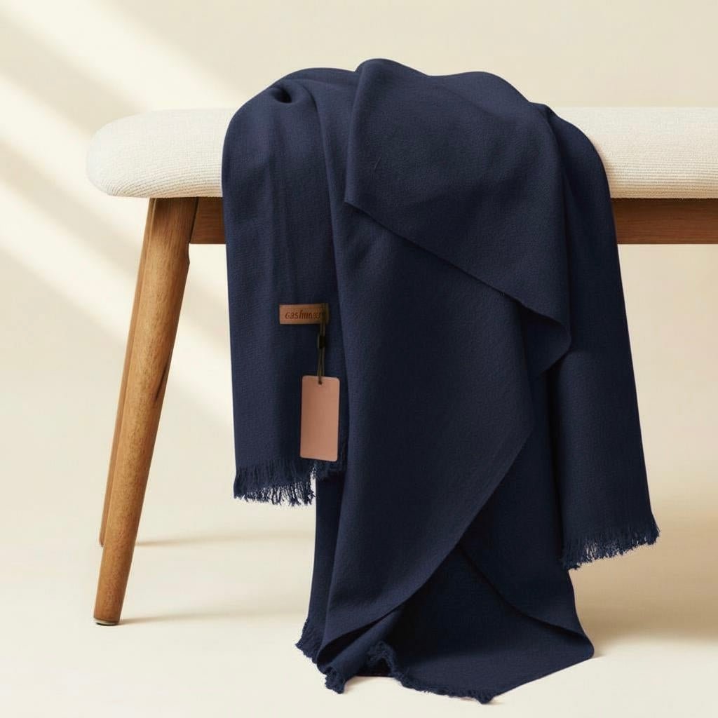 Allure Cashmere Wool Hijab - Navy Blue - Cameo