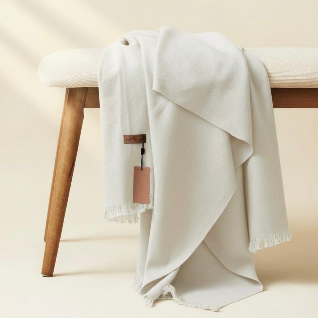 Allure Cashmere Wool Hijab - White - Cameo