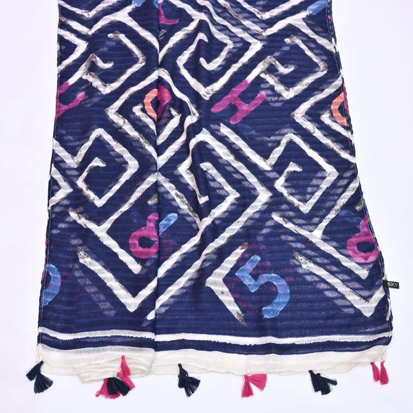 Tassels Lawn Hijab - Blue