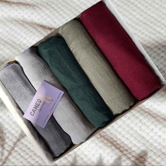 Crinkle Silk Hijabs (pack of 5) - Cameo