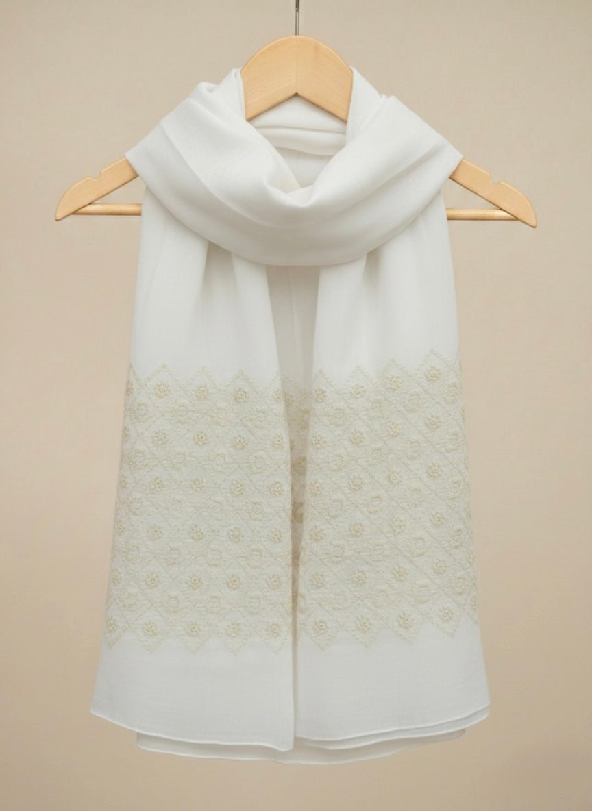 Diamond Embroidery - White - Cameo