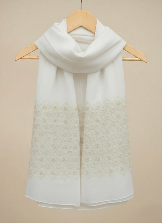 Diamond Embroidery - White - Cameo