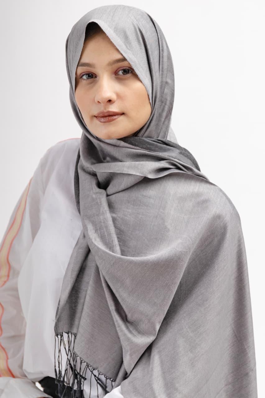 Dual Tone silk Hijab - Grey - Cameo