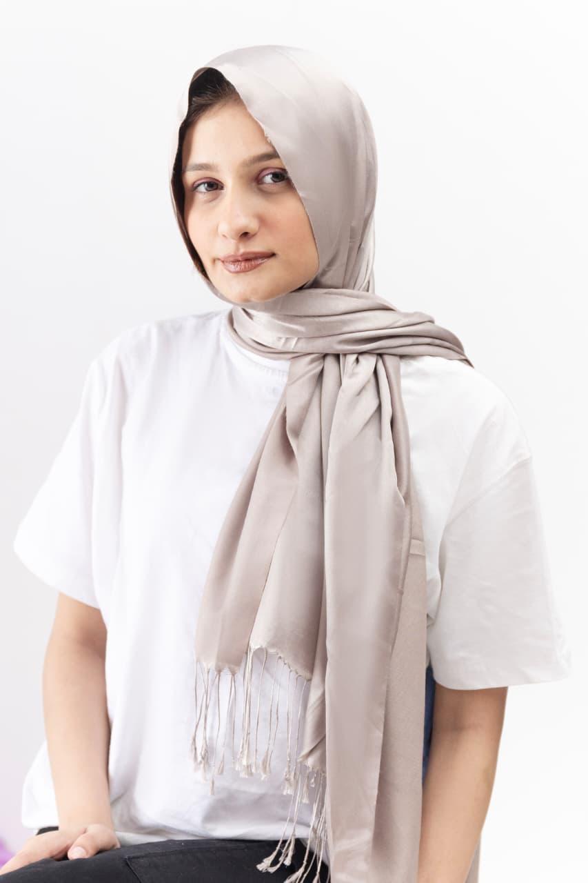 Dual Tone silk Hijab - Oatmeal - Cameo