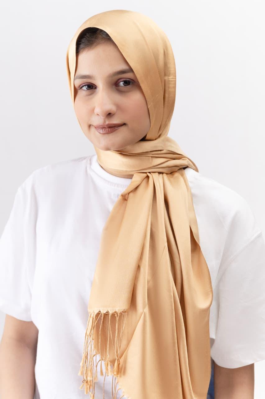 Dual Tone silk Hijab - Pale Khaki - Cameo