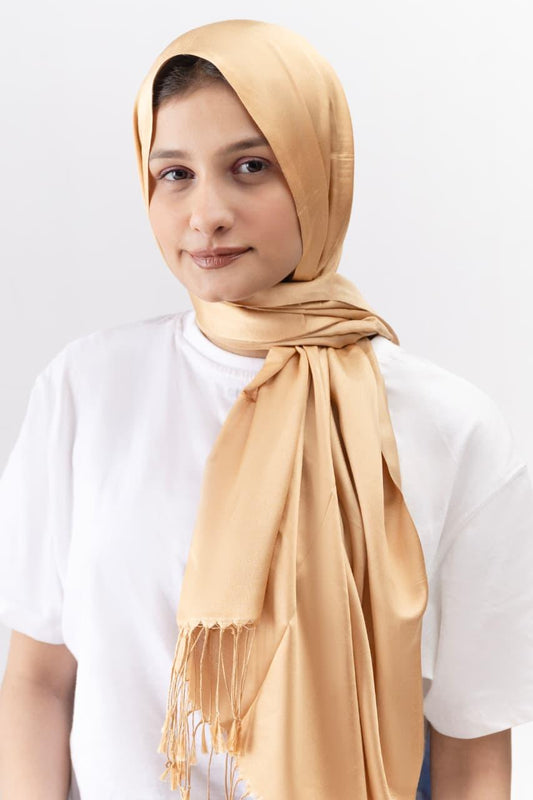 Dual Tone silk Hijab - Pale Khaki - Cameo