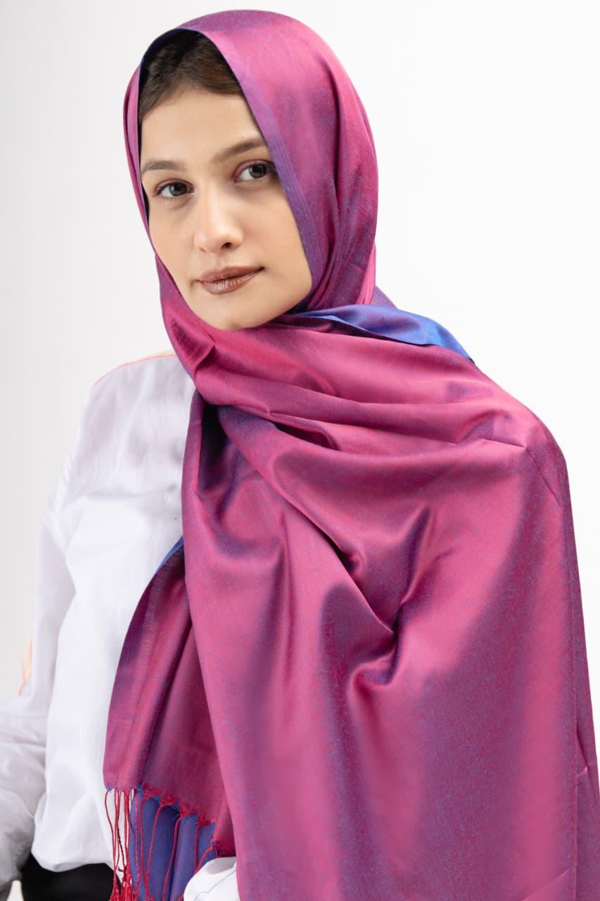 Dual Tone silk Hijab - Plum - Cameo