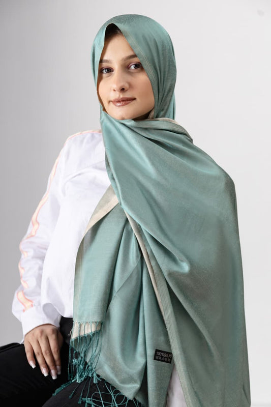 Dual Tone silk Hijab - Sage Green - Cameo