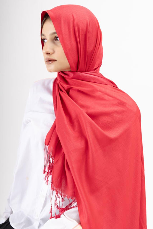 Dual Tone silk Hijab - Scarlet - Cameo