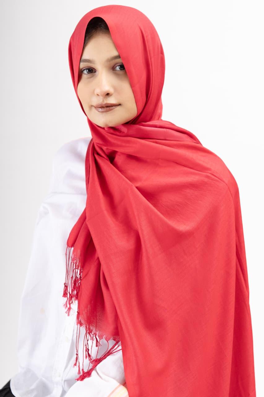Dual Tone silk Hijab - Scarlet - Cameo