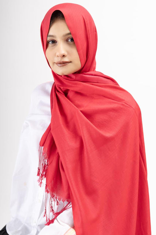 Dual Tone silk Hijab - Scarlet - Cameo