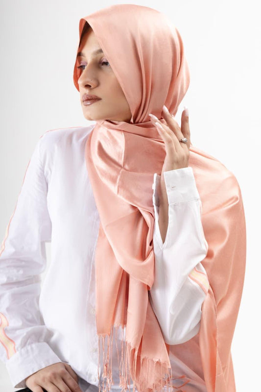 Dual Tone silk Hijab - Soft Melon - Cameo