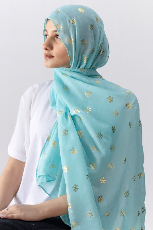 Foil Lawn Hijab - Aqua - Cameo