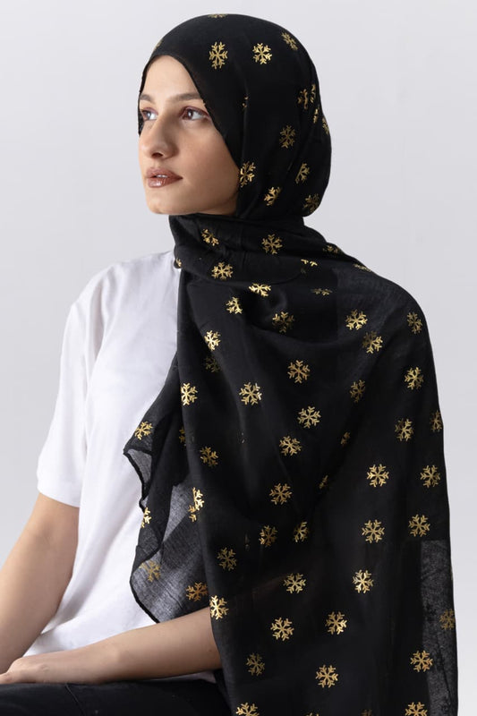 Foil Lawn Hijab - Black - Cameo