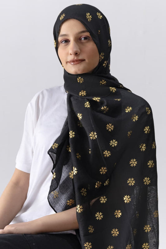 Foil Lawn Hijab - Black - Cameo