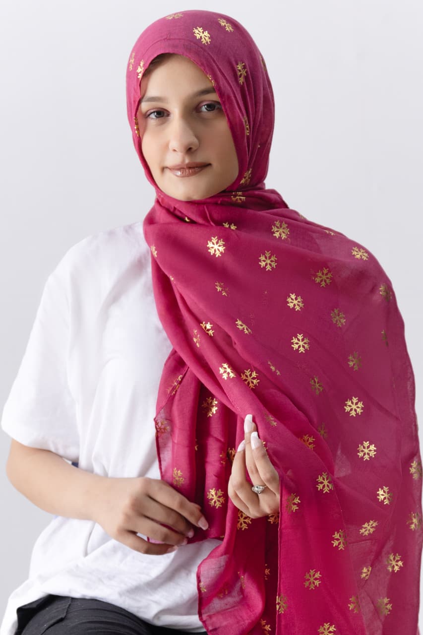 Foil Lawn Hijab - Maroon - Cameo