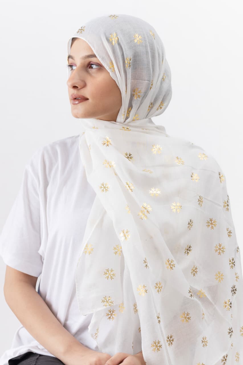 Foil Lawn Hijab - Offwhite - Cameo