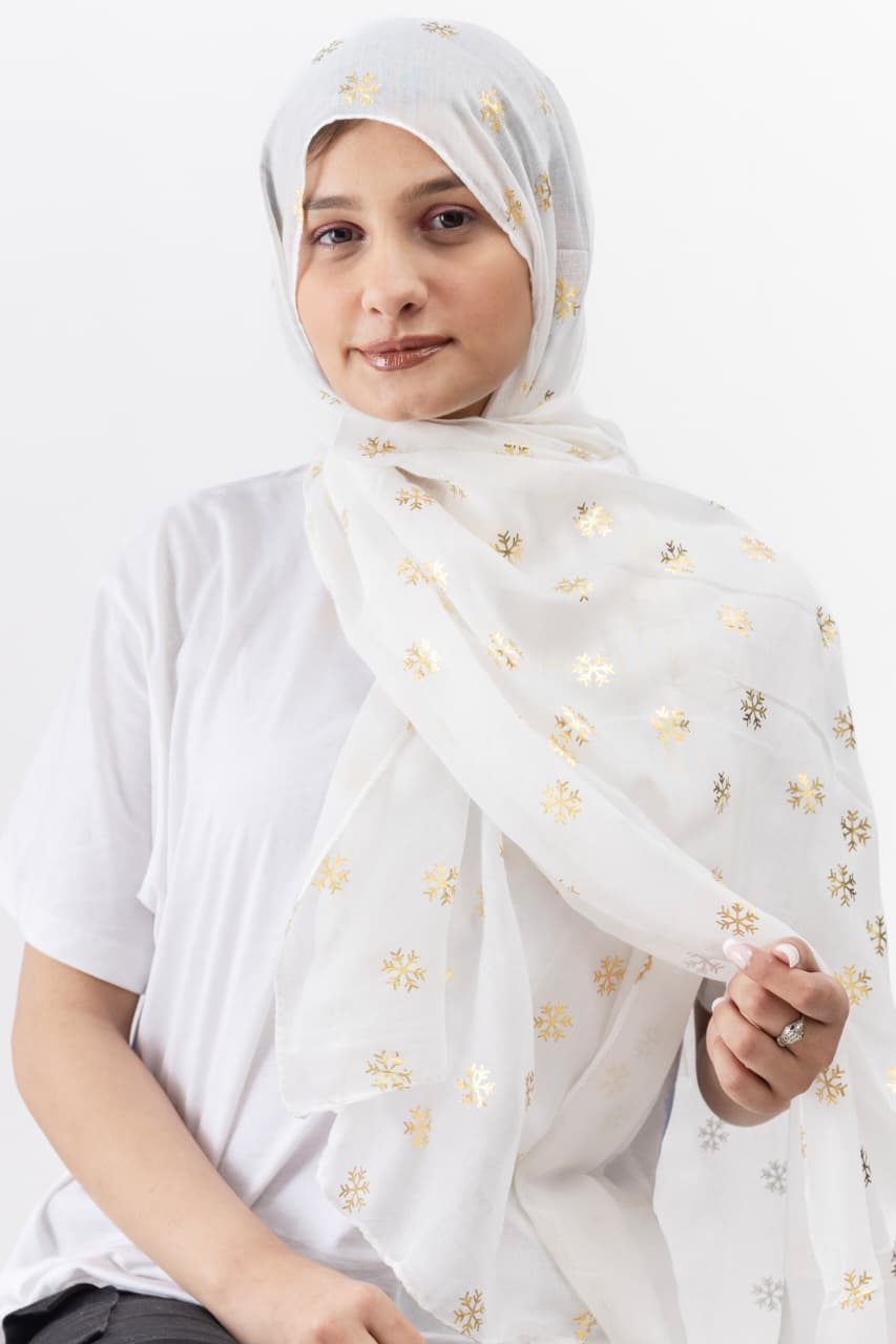 Foil Lawn Hijab - Offwhite - Cameo