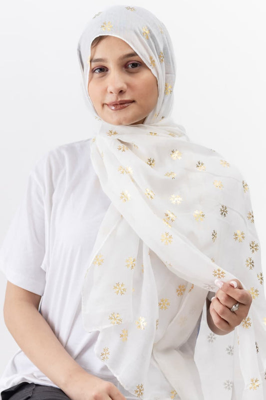 Foil Lawn Hijab - Offwhite - Cameo