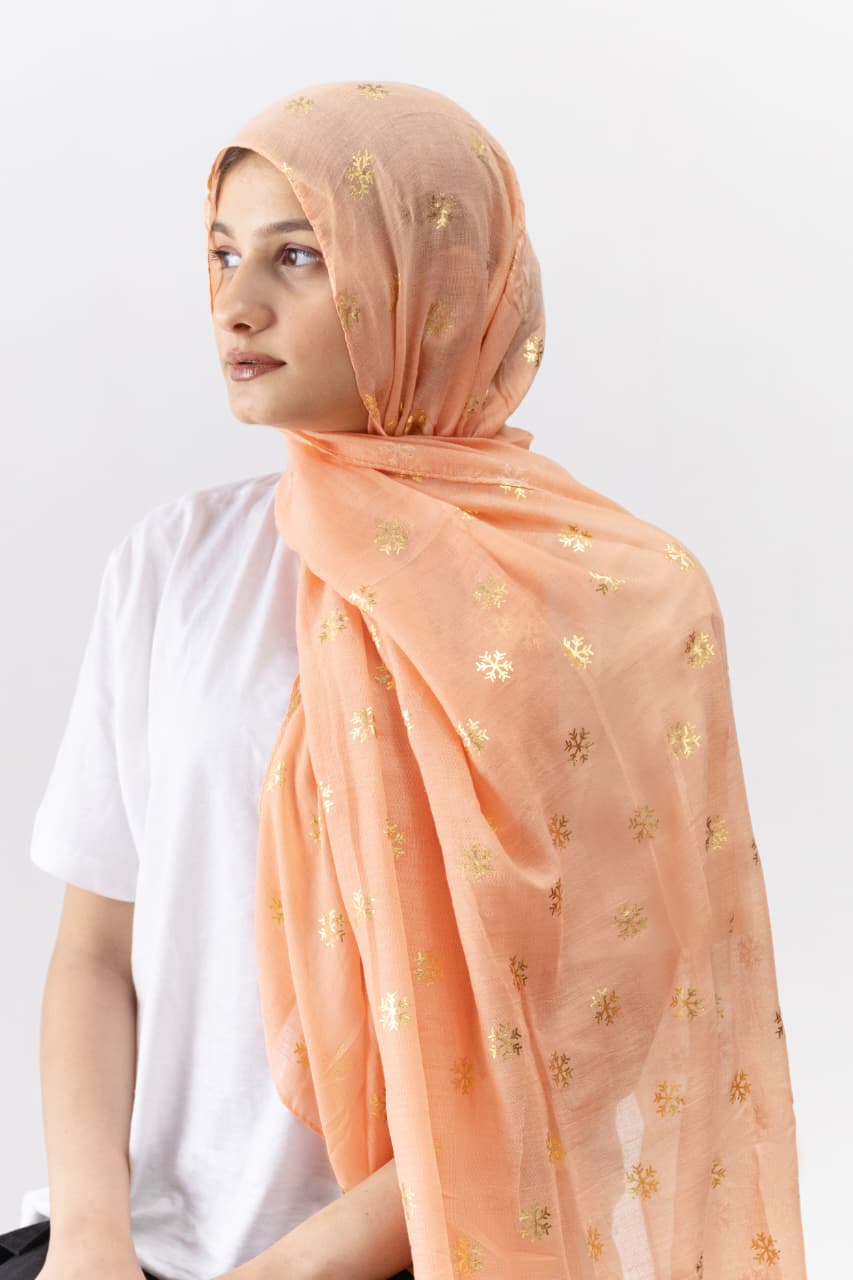 Foil Lawn Hijab - Peach - Cameo