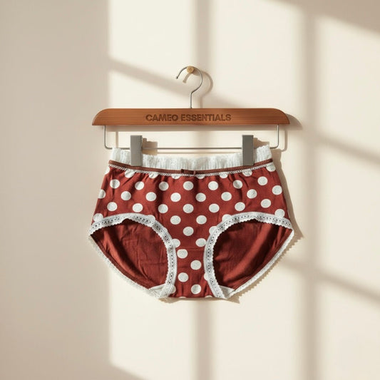 Imported Cotton Polka Panty - Free Size - Cameo