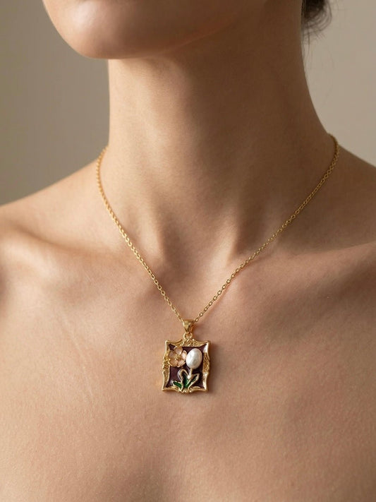 Minimal Stainless Steel Necklace - Cameo