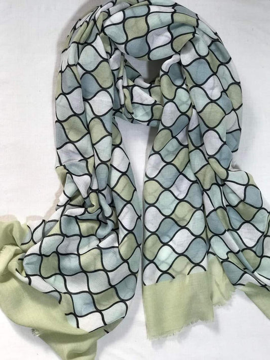 Printed Lawn Hijab - Crosscheck - Cameo
