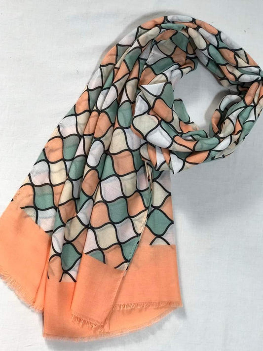 Printed Lawn Hijab - Crosscheck - Cameo