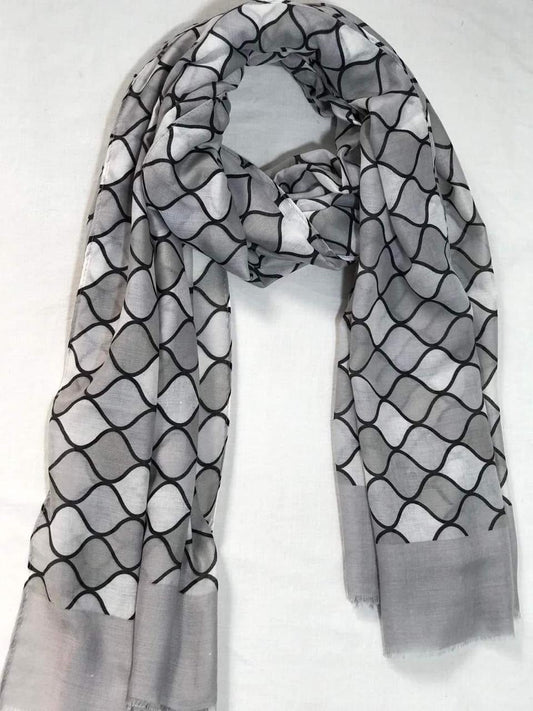 Printed Lawn Hijab - Crosscheck - Cameo