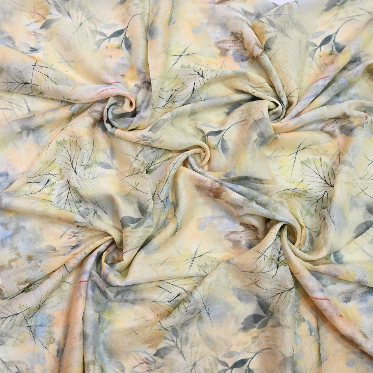 Printed Lawn Hijab - Floral - Cameo