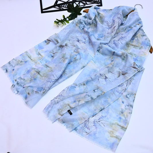 Printed Lawn Hijab - Floral - Cameo