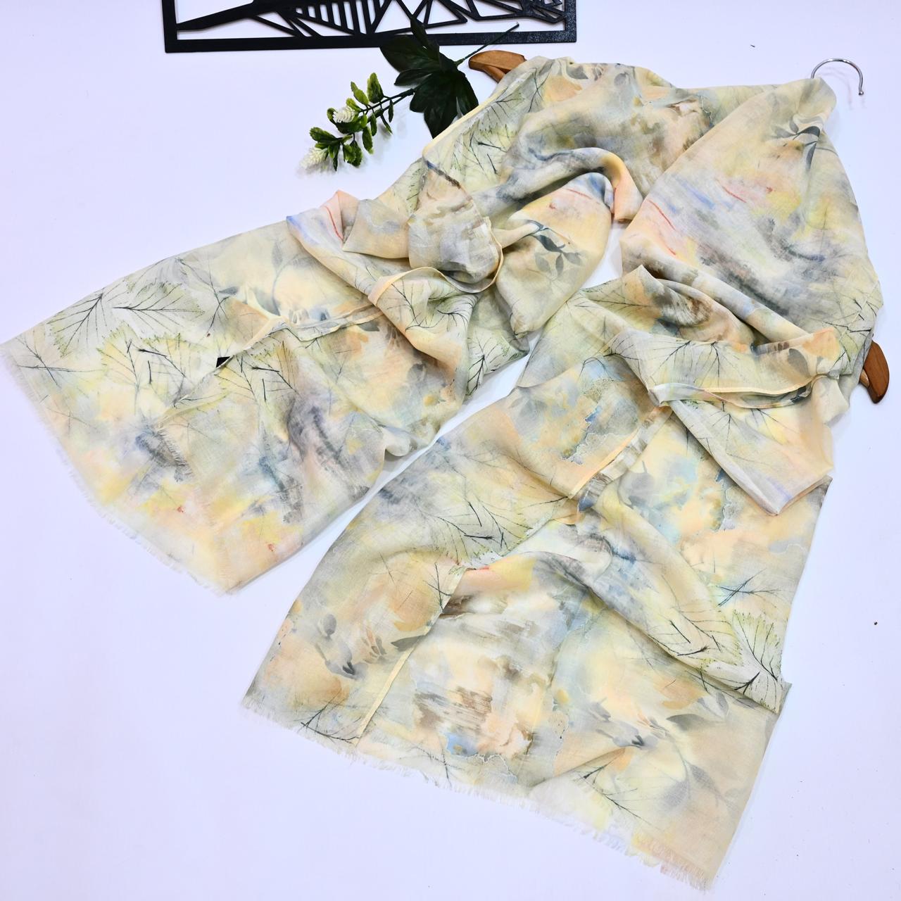 Printed Lawn Hijab - Floral - Cameo