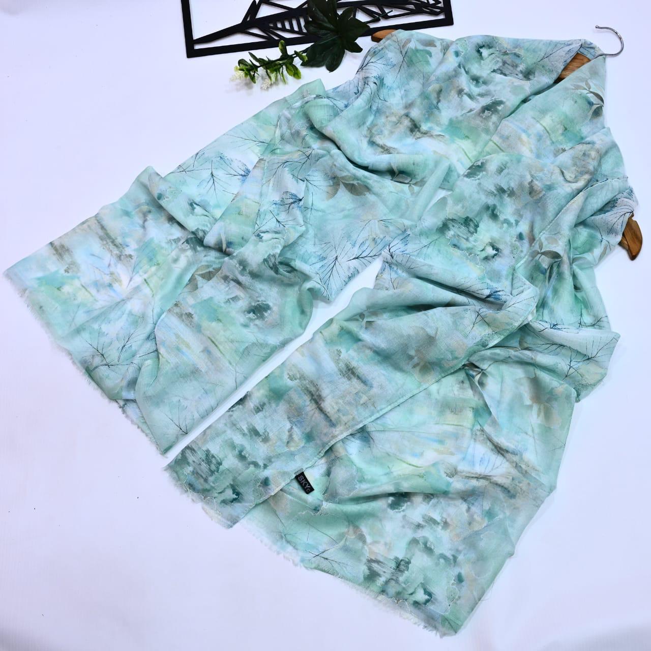 Printed Lawn Hijab - Floral - Cameo