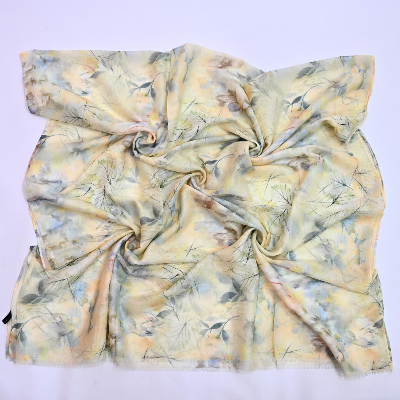 Printed Lawn Hijab - Floral - Cameo