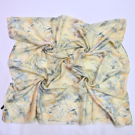Printed Lawn Hijab - Floral - Cameo