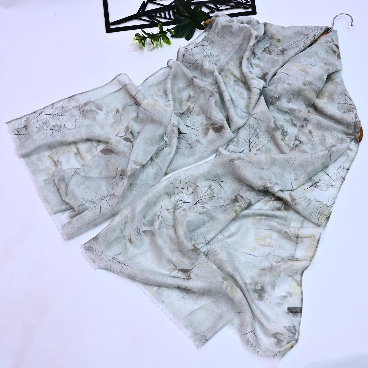 Printed Lawn Hijab - Floral - Cameo