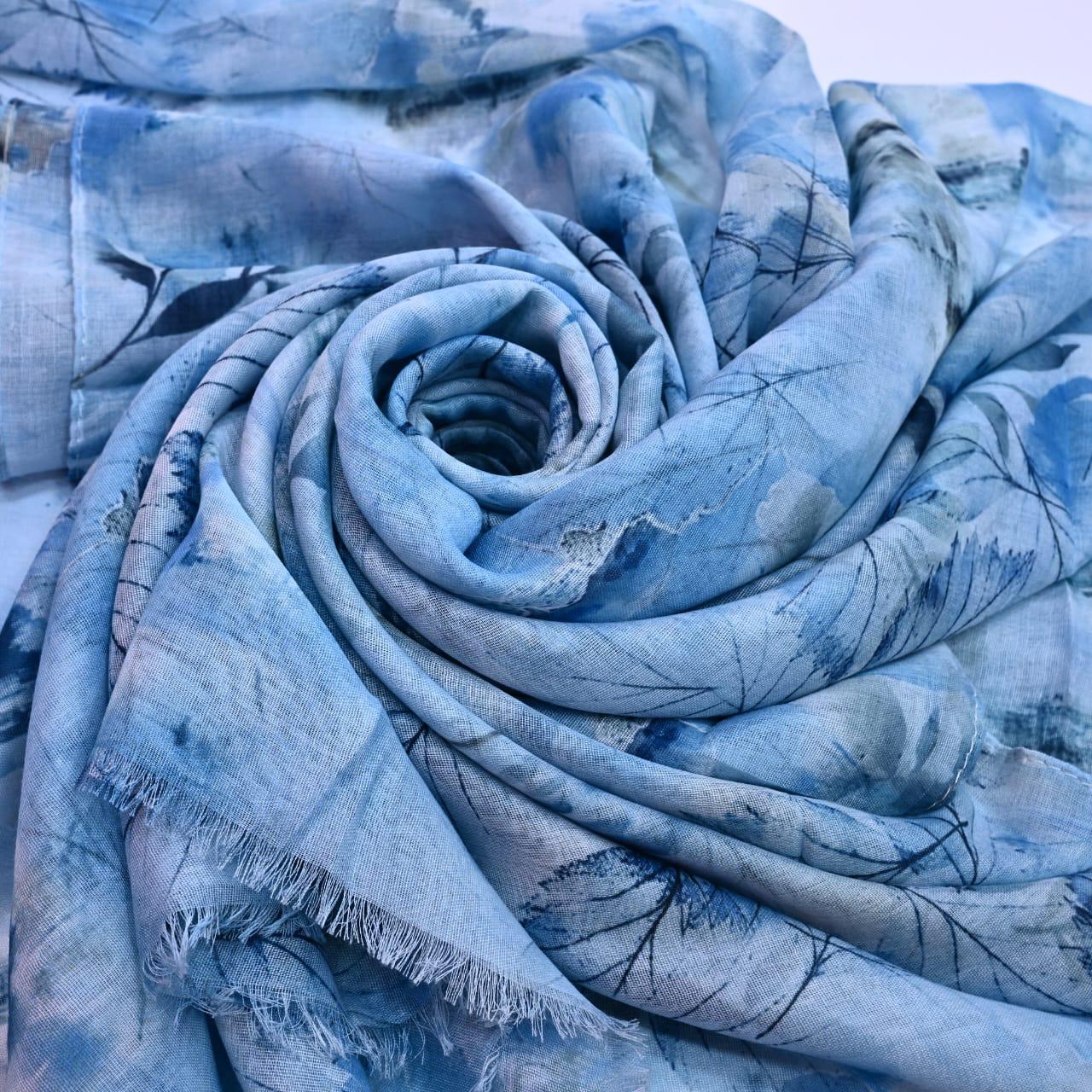 Printed Lawn Hijab - Floral - Cameo