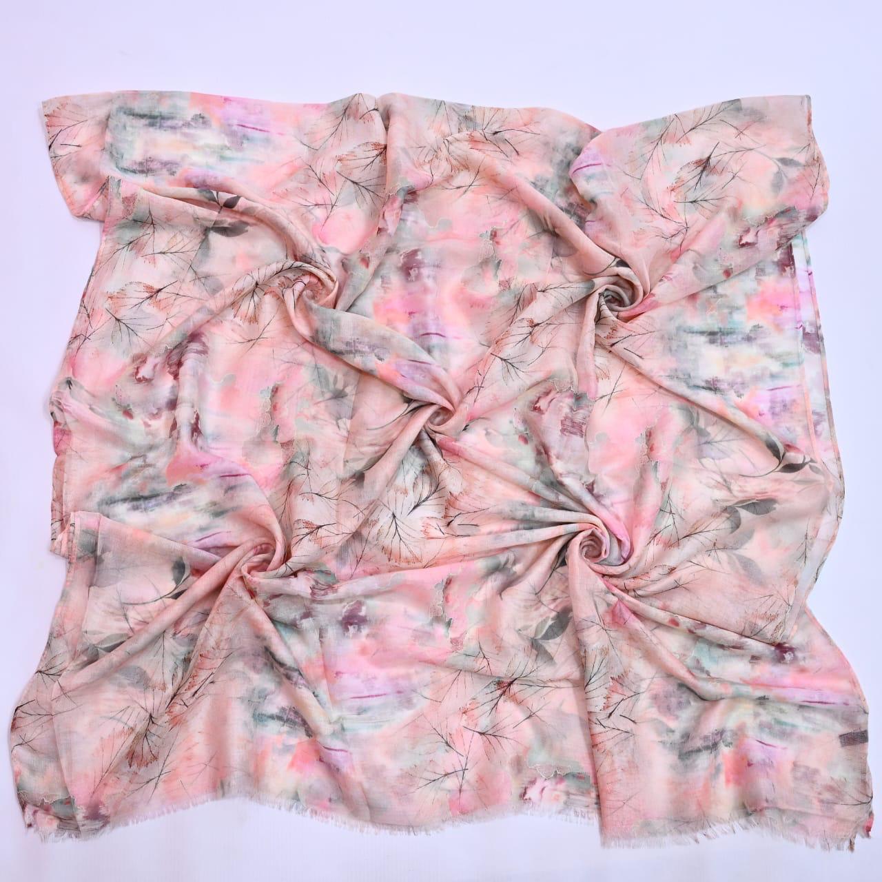 Printed Lawn Hijab - Floral - Cameo