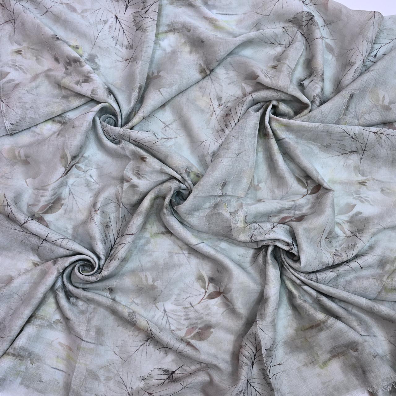 Printed Lawn Hijab - Floral - Cameo