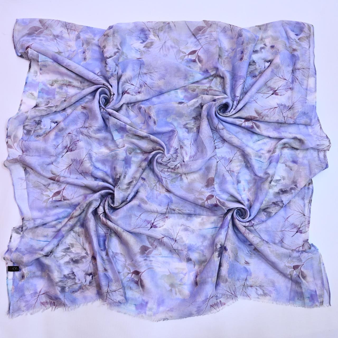 Printed Lawn Hijab - Floral - Cameo