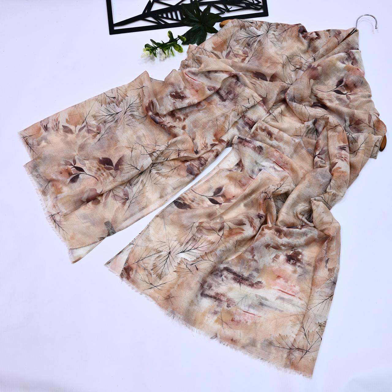 Printed Lawn Hijab - Floral - Cameo