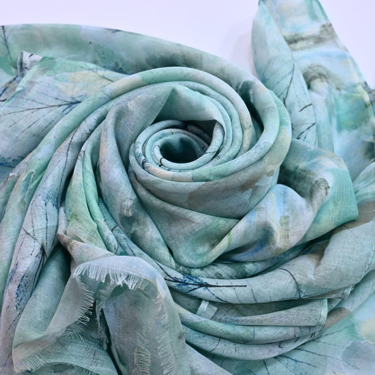Printed Lawn Hijab - Floral - Cameo