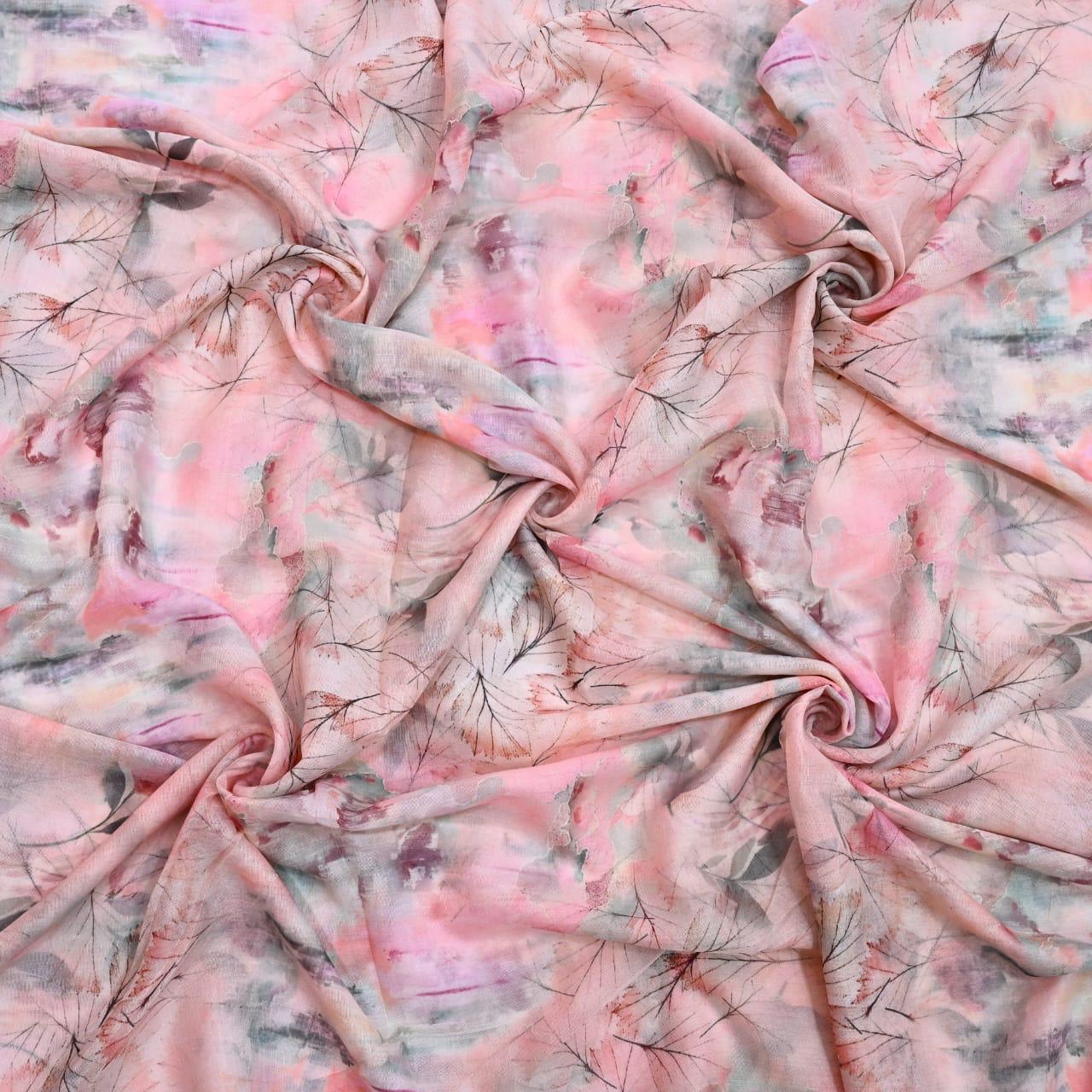 Printed Lawn Hijab - Floral - Cameo