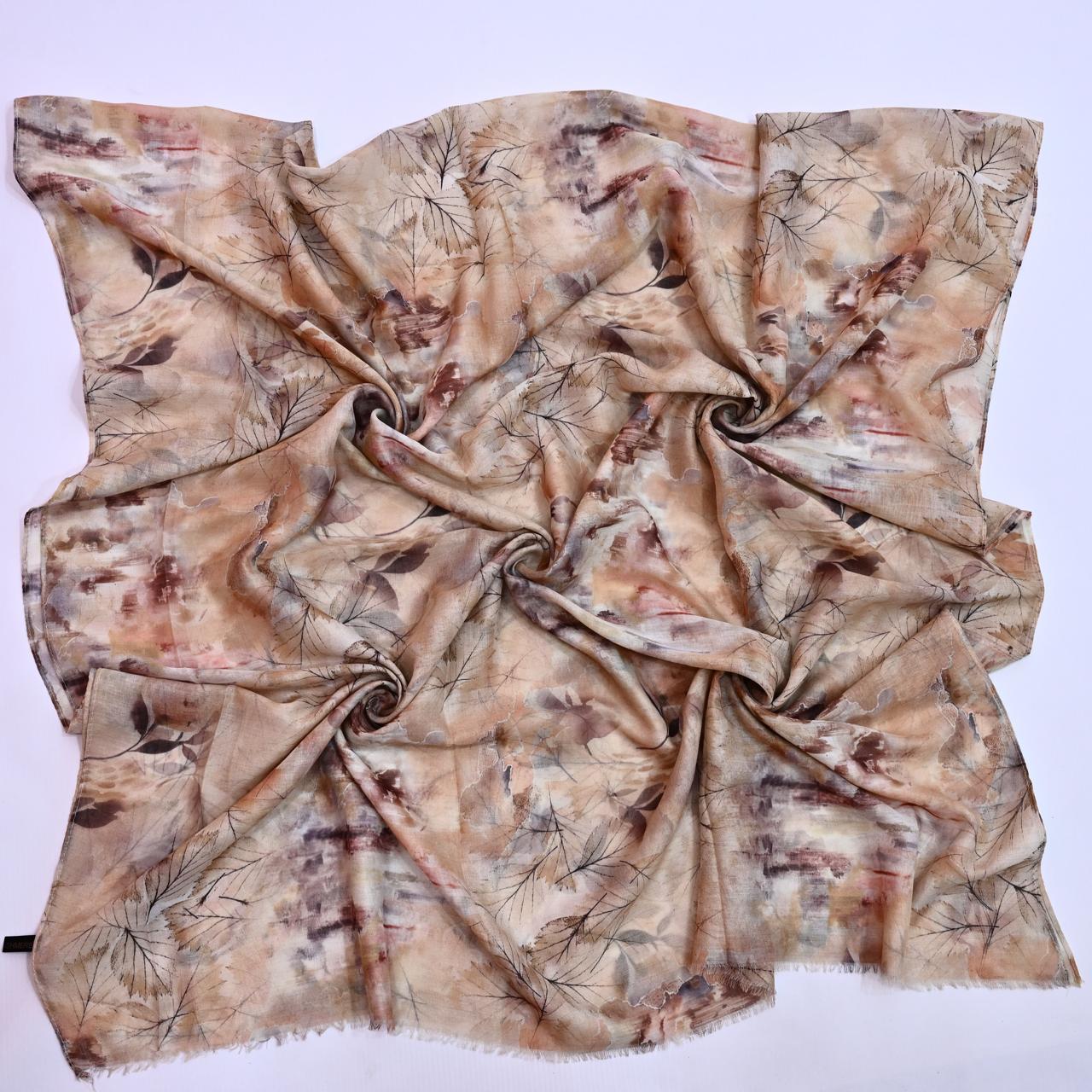 Printed Lawn Hijab - Floral - Cameo