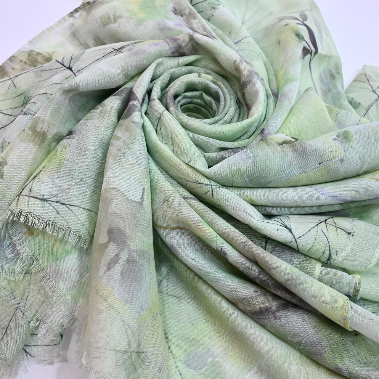 Printed Lawn Hijab - Floral - Cameo