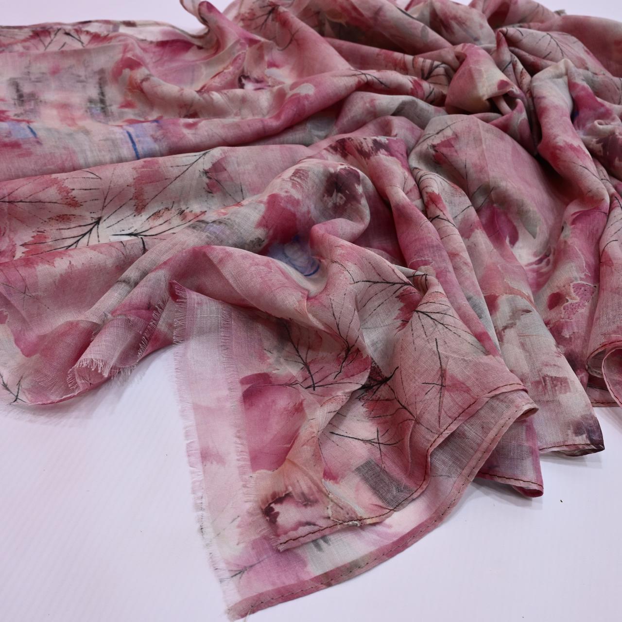 Printed Lawn Hijab - Floral - Cameo