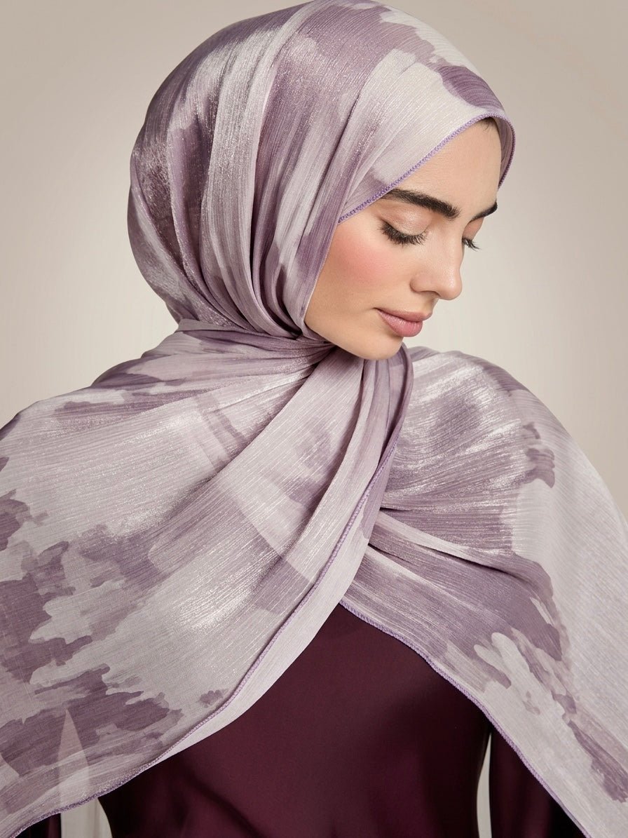 Printed Organza Silk - Soft Sheer Fancy Hijab - Cameo