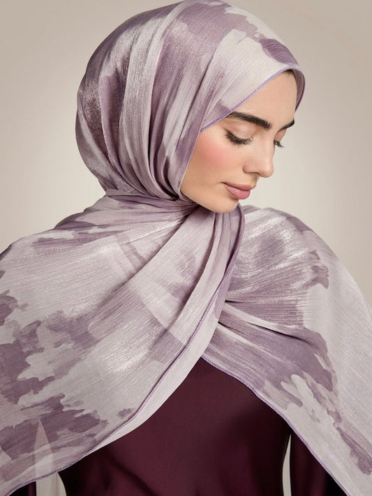 Printed Organza Silk - Soft Sheer Fancy Hijab - Cameo